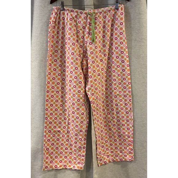 Vtg Victorias Secret Flannel Pajama Set Womens Medium 100% Cotton Circles Y2K - Picture 7 of 8